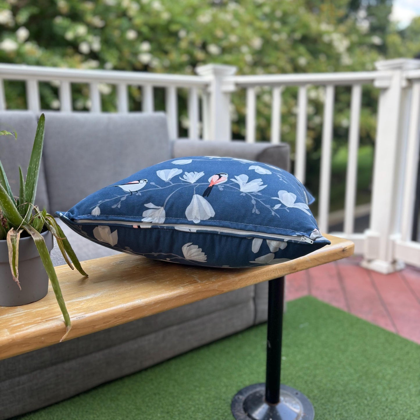Handmade Throw Pillow (Blossom Bird Charm)