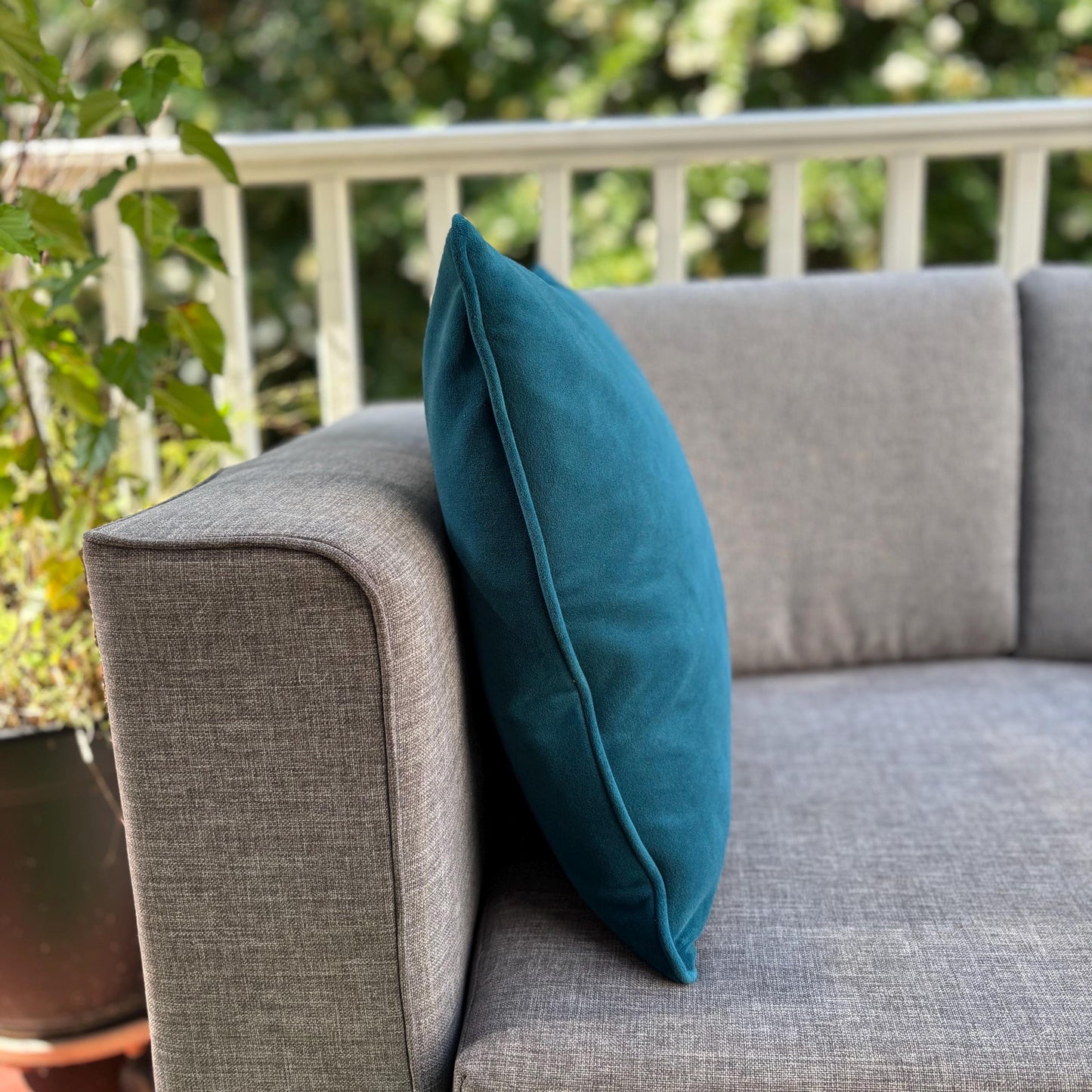 Handmade Throw Pillow (Velvet Teal Embrace)