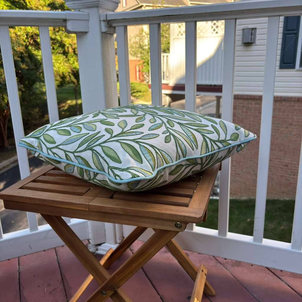 Handmade Throw Pillow (Embroidery Leaves)