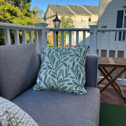 Handmade Throw Pillow (Embroidery Leaves)