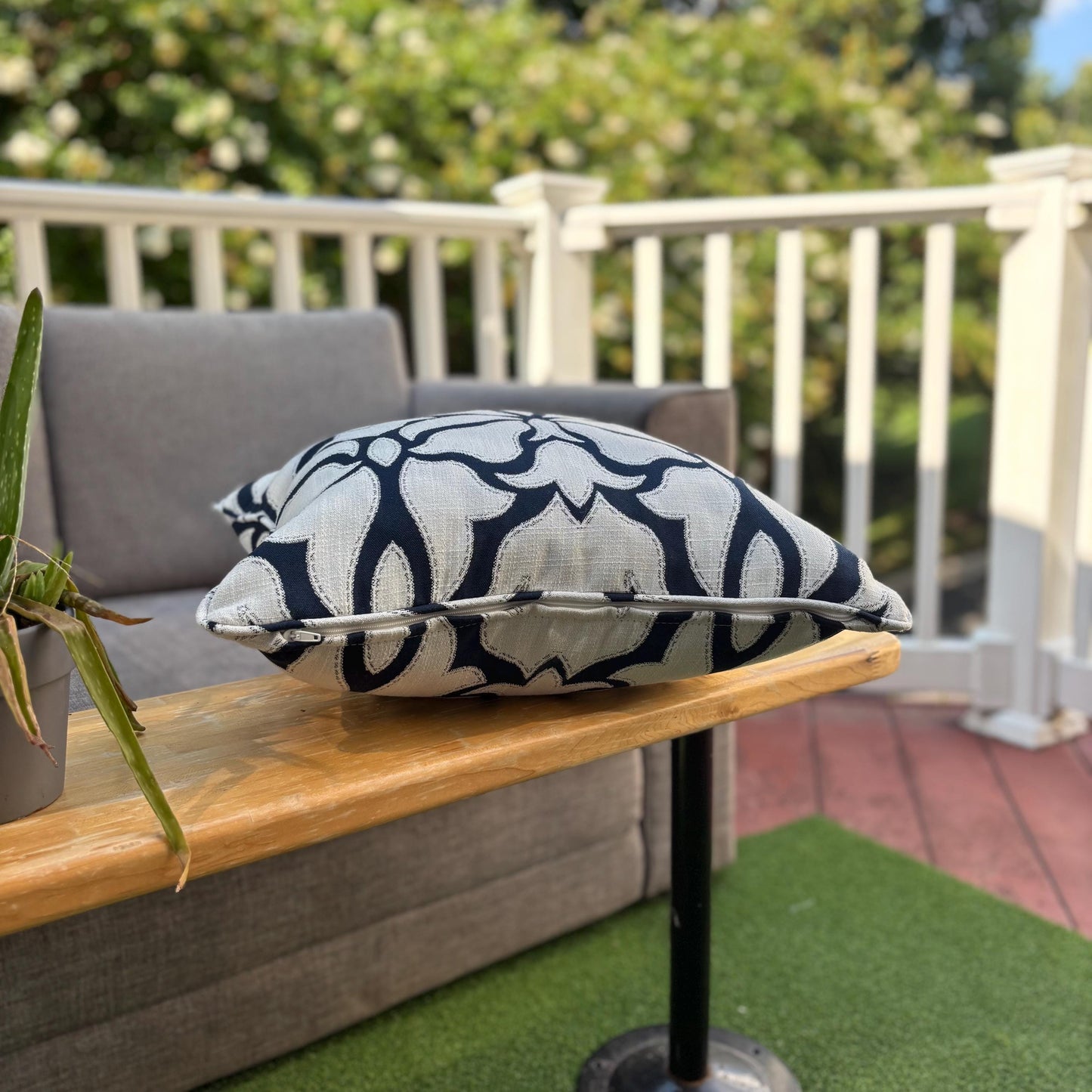 Handmade Throw Pillow (Elegant Midnight Bloom)