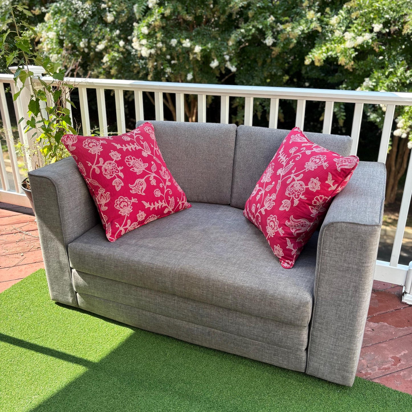 Handmade Throw Pillow (Crimson Floral Elegance)