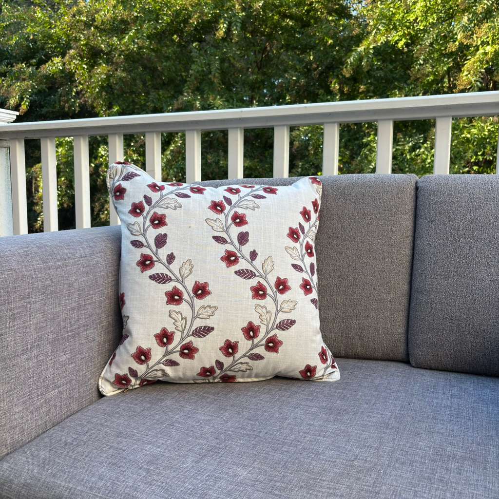 Handmade Throw Pillow (Textured Flowers)