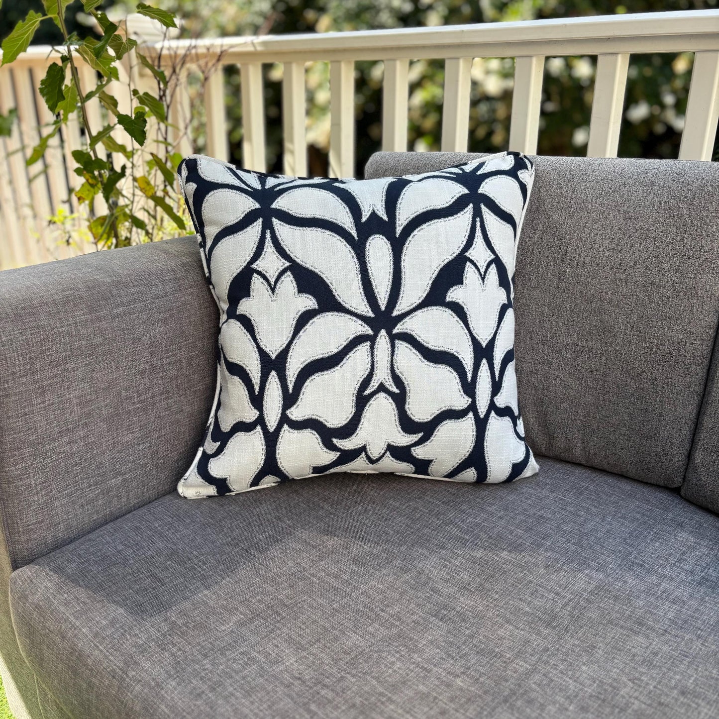 Handmade Throw Pillow (Elegant Midnight Bloom)