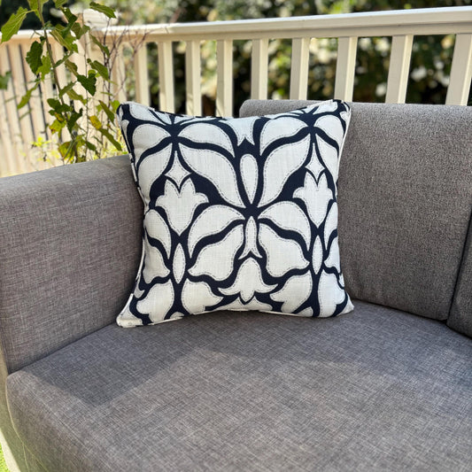 Handmade Throw Pillow (Elegant Midnight Bloom)