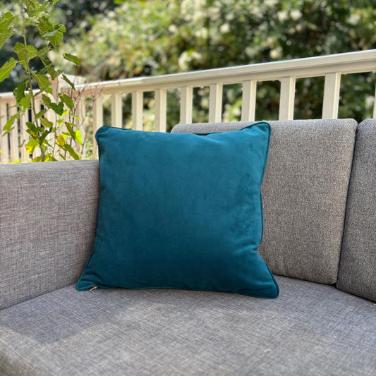 Handmade Throw Pillow (Velvet Teal Embrace)