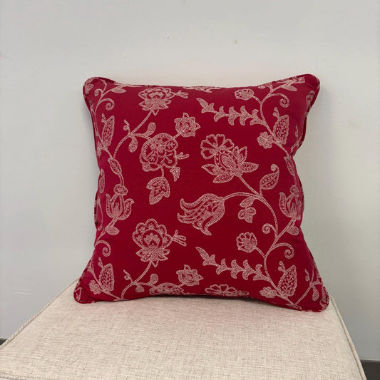 Handmade Throw Pillow (Crimson Floral Elegance)
