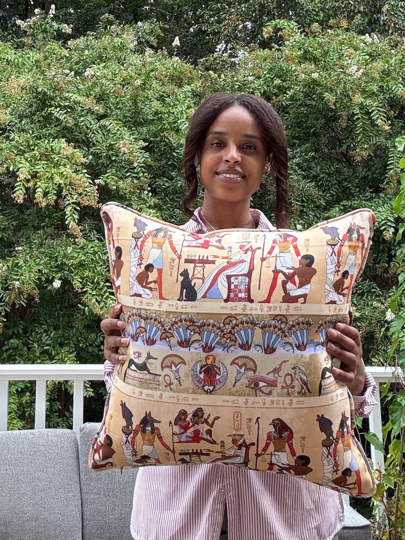 Handmade Throw Pillow (Egyptian Pattern Pillow)