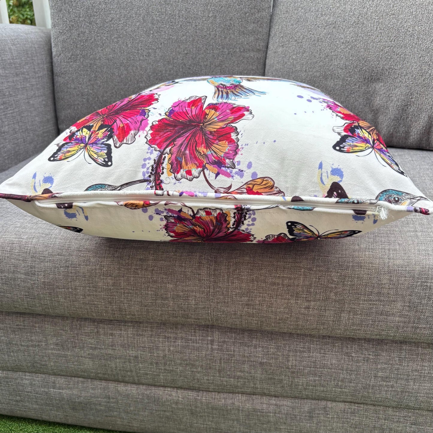 Handmade Throw Pillow (Hummingbird Blossom Pillow)