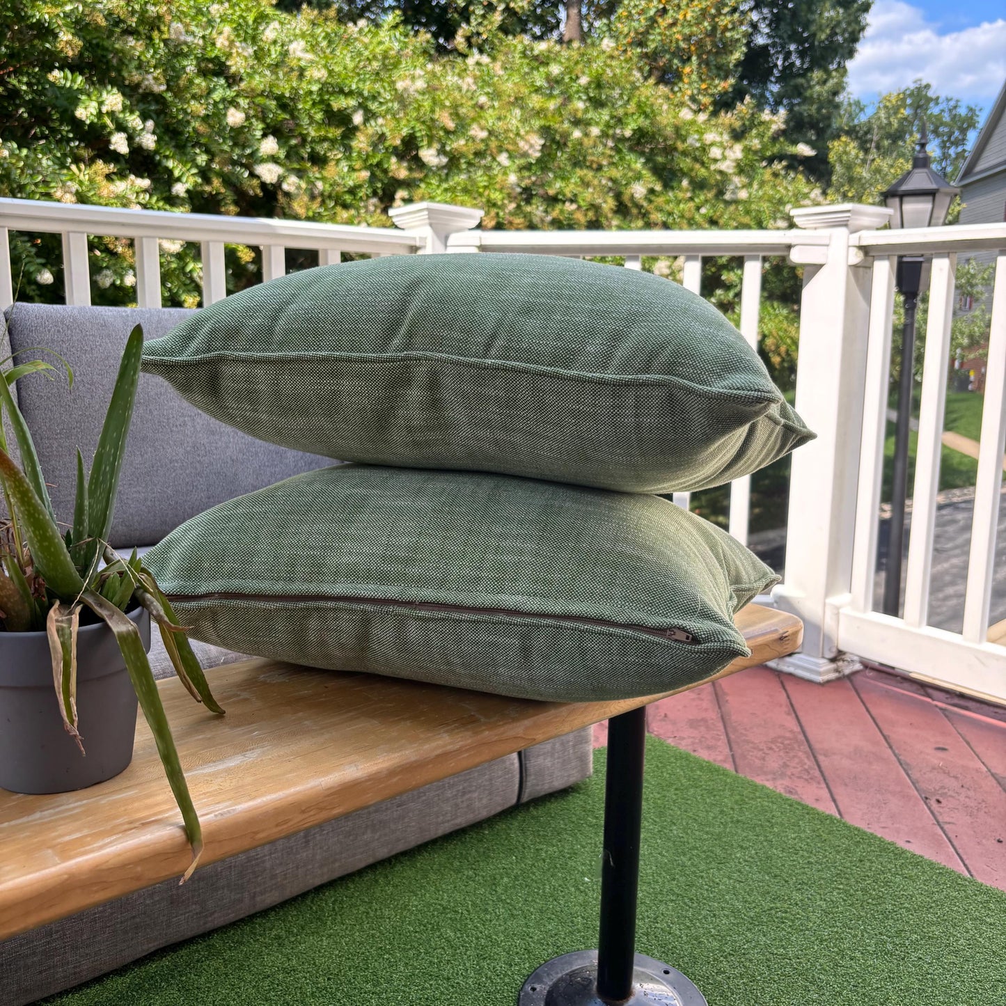 Handmade Throw Pillow (Textured Green Pillow)